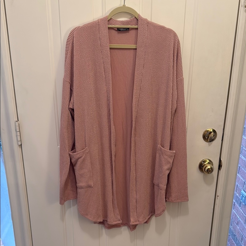 Crepe-y Pink Cardigan Sweater